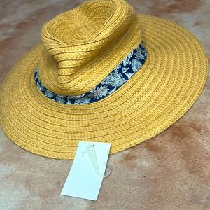Tan Color Straw Hat style with Bandanna
